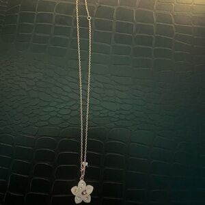 Coach Silver Pearl Flower Pendant Necklace